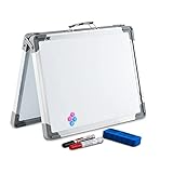  ANSIO Pizarra blanca magnética A3 40 x 30 A, con marco de aluminio, portátil de cuatro lados pequeño, borrador de 4 imanes para el hogar, la oficina, la escuela