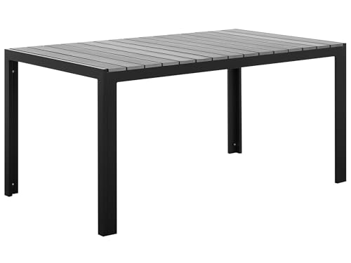 Beliani Gartentisch 150 x 90 cm für 6 Personen Aluminium schwarz Kunstholz grau Como