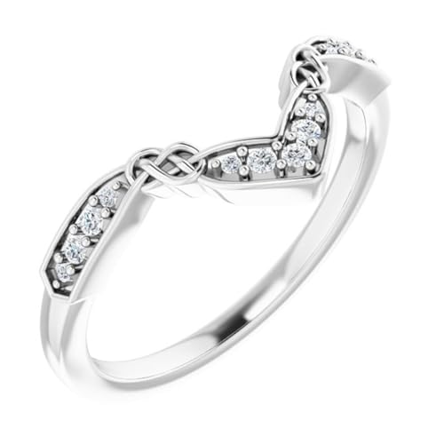 925 Sterling Silver White Gold Finish Vintage 0.5 Ct Round Cut White Diamond Curved Celtic Knot Trinity Design V Shape Wedding Promise Band Ring for Women3