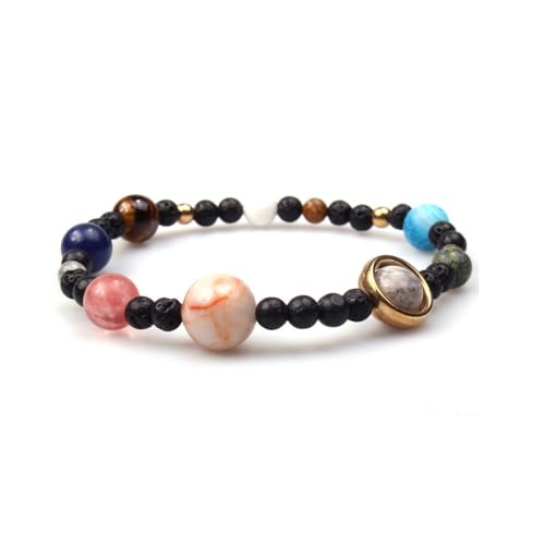 Cosmic Milky Way Solar System Nige Planets Bracelet Natural Stone Elastic Beaded Bracelet Universe Galaxy Jewelry for Women Men