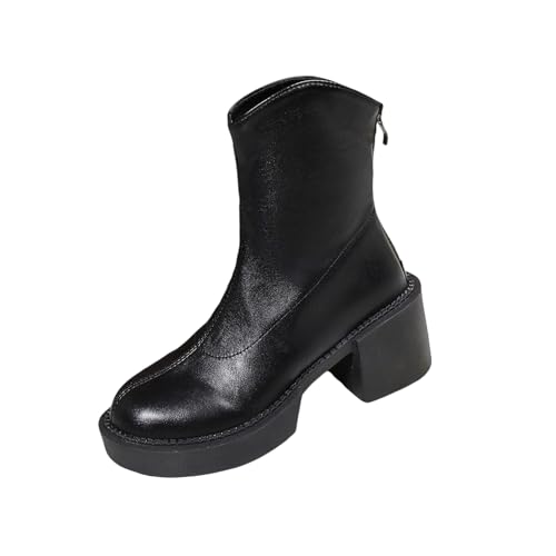 Bottes courtes pour femme à semelle épaisse et talon bloc décontracté