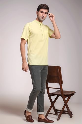 Image of SKAVIJ Men's Cotton Tunic Casual Short Kurta Top Regular Fit
