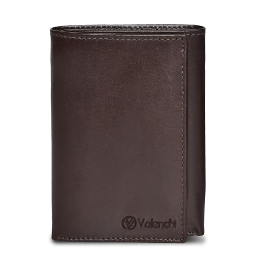 Genuine Leather RFID Blocking Slim Trifold Wallet for Men with 7 Cards+1 ID Window+2 Note Compartments, Italian Brown, S