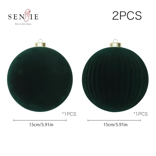 Image of 6inch Big Velvet Christmas Ornaments for Xmas Trees, 2 pcs Flocked Christmas Balls Sets for Holiday Decor