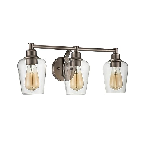Image of Aspen Creative 62336-09-3, Three-Light Metal Bathroom Vanity Wall Light Fixture, 22-1 /2 inch Wide, Transitional Design in Brushed Nickel