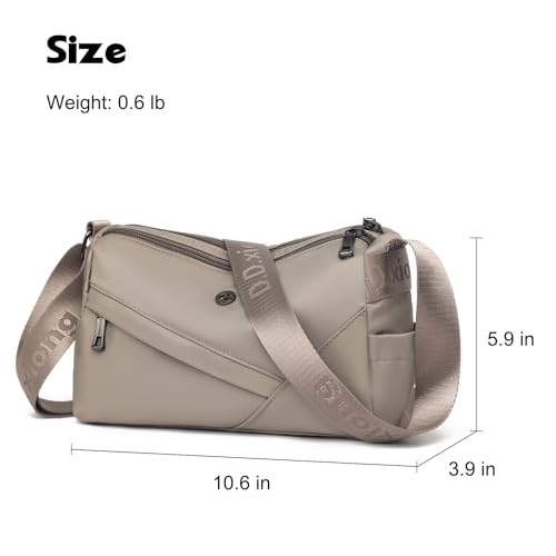 Image of Eslcorri Lightweight Nylon Crossbody Bag for Women, 3 Pocket Casual Shoulder Purse with Adjustable Strap for Travel Daily Use | Well-organized