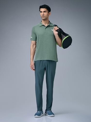 Image of TECHNOSPORT Men's 100% Polyester Slim Fit Self-Design Half Sleeve Polo T-Shirt with Double Cool, SPF50+ Properties for Gym, Workout 7 Regular Use