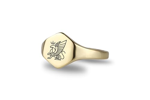 Chevalière griffon gravée : l'excellence d'une bague hexagonale mixte