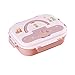 Lunch Box dla dzieci Thermal Lunch Box z 4 przegródkami i sztućce ze stali nierdzewnej Wielokrotnego użytku Kontenery żywnościowe Dowód do dorosłych samochodów Home School Biuro,Pink