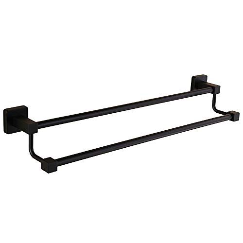 Rack-serviette extension noire double LWX en acier inoxydable mural