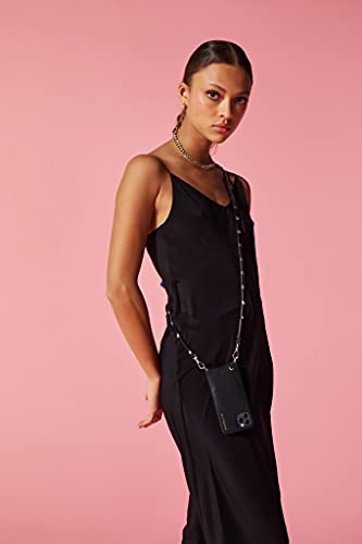 Bandolier Sarah Crossbody Phone Case And Wallet - Black Leather With Silver Detail - Compatible With Iphone 13 Pro Max #TOP5