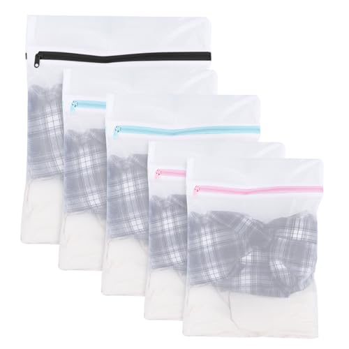 Mesh Laundry Bags, 5 Pcs Laundry Bags for Washing Machine, Mesh Laundrys Bag with Zips Machine Reusable Washing Bag Large Fine Laundrys Bag for Clothes Socks Underwear Bra(60x60/50x40/40x30cm)