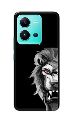 Image of PRINTFIDAA Printed Hard Back Cover Case for Vivo V25 Back Cover (Angry Lion) -112