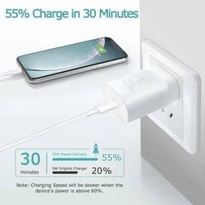 Image of Original 25Watt Fast Charging Type C to C Cable for Sam Sung Galaxy M50 / M51 / M51s / A21 / M10s / M40 / A51 / S21 /S21 Ultra /S20 /S20+ /S20 Ultra /Note 10,20 /Note 20 Ultra /Note10+ (Only Cable)-White (VIP-135)