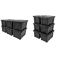IRIS USA 20 Gallon Lockable Storage Bins with Lids (6 Pack) & 5 Gallon Lockable Storage Bins with Lids (6 Pack) - Heavy Duty, Stackable, Garage Organizing, Rugged Utility Boxes, Made in USA - Black