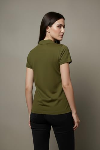 Image of BEAR THREAD Women's Plain Polo T-Shirt | Classic Collared Half Sleeve Top | Soft Breathable Lightweight Fabric | Solid Casual Summer Polo Tee
