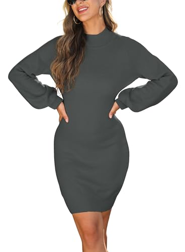 Image of GRECERELLE 2026 Womens Fall Winter Mock Neck Mini Pullover Sweater Dress