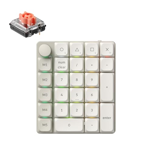Image of Keychron K0 Max QMK Wireless Custom Number Low-Profile RGB Backlit (Hot-Swappable) Silent Red Switch Keypad, 2.4 GHz & Bluetooth 5.3 Connection, 1000Hz Polling Rate - Retro Version