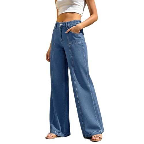 Jean Y2K femme large et droit à taille haute extensible