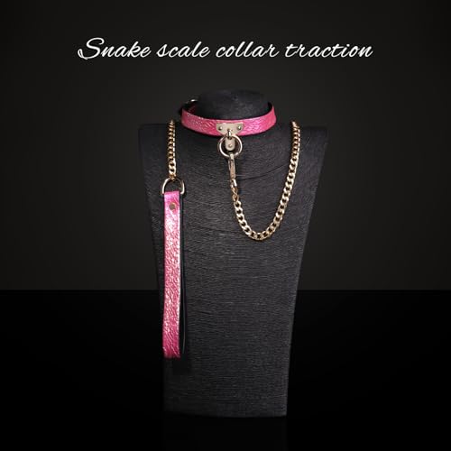 Kutocesy Choker Verstellbares Leder Halsband Mit Leine Halskette Sexspielzeug Für Paare Bondage Erotik Halsfessel Mit O Ring (Pink)