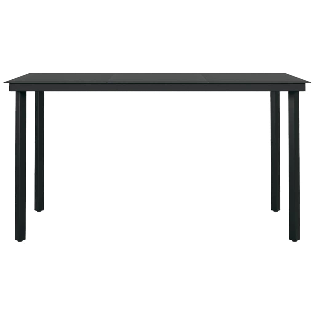 5-TLG. Grupa jadalna ogrodowa, ciemnoszara, rattanowa PE, regulowane krzesła, szklany stół 140 x 70 cm, zestaw mebli zewnętrznych na taras i balkon