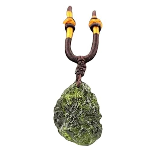 JEVLUH Raw Moldavite Crystal Necklace,Rough Meteorite Stone Birthstone Neckla...