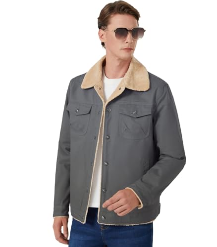 FTIMILD Men's Winter Jacket Sherpa Jacket Warm Fleece Lined Trucker Cargo Coat with Multi Pockets3