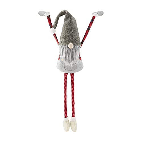 Mud Pie Christmas Large Dangle Arm Gnome, Gray, 38
