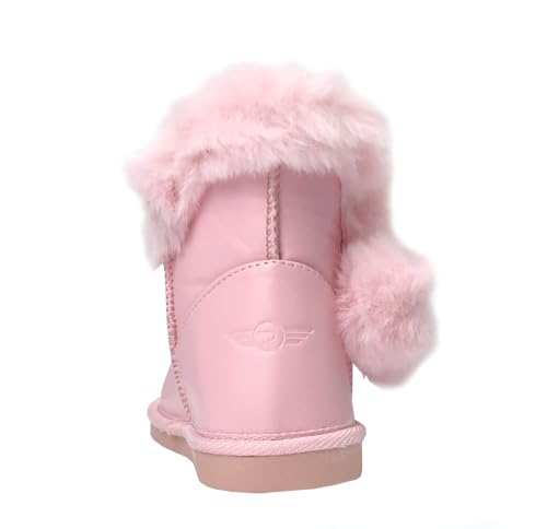 Image of REDVOLUTION Kids Boots Toddler Girls Cute Butterfly Bow | PomPom PU leather Boot (Toddler /Small Kid)
