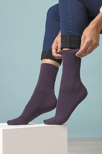 Gentle Grip - 6 Pairs of Ladies Diabetic Sock with Honey Comb Top and Hand linked Toe Seams - 4-8 UK 37-42 Eur (Purples 38)