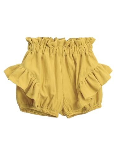 Kaerm Toddler Baby Girls Bloomers Summer Shorts Casual Solid Color Ruffles Cotton Pettipants Yellow 2-3 Years
