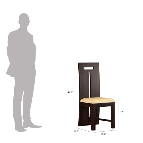 Image of T-Poster Wooden Dining Chairs Set of 2 for Kitchen & Dining Room, Chairs with Cushion, Two Seats, Solid Sheesham Wood, Walnut Finish
