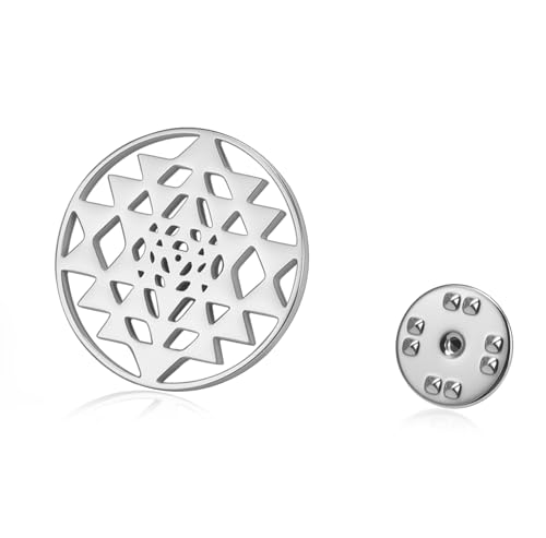 Broche Sri Yantra Chakra Symbole hindouiste Géométrie sacrée Pin Talisman de méditation hindouiste Bijoux de yoga Cadeau religieux pour femmes (Argent)