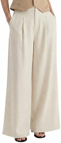 Arach&Cloz Womens Linen Blend Wide Leg Palazzo Pants All-Season B...