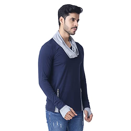 Image of Black Collection Men's Attached Muffler Full Sleeve T-Shirt(SKU: BCN0023)
