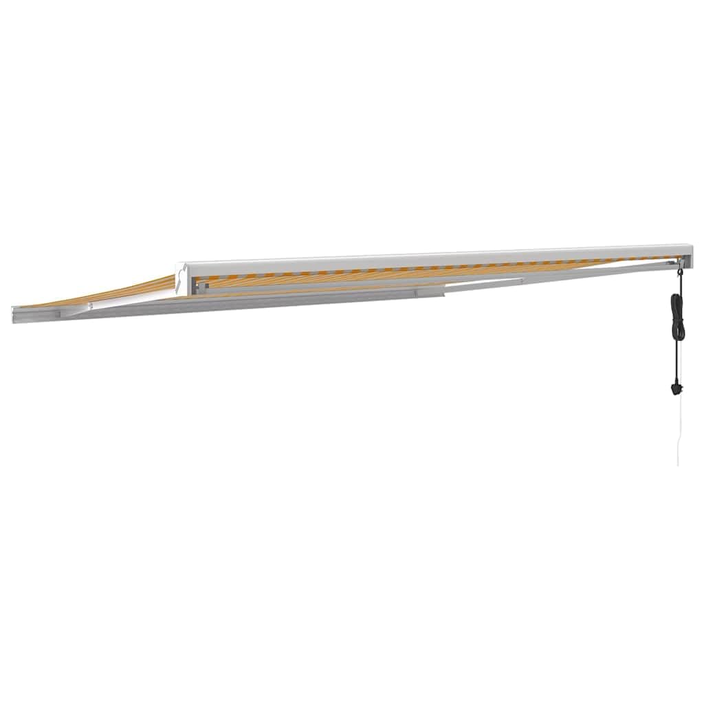 Tenda da sole retrattile con braccio articolato, colore giallo e bianco, 4 x 3 m, stabile tenda da terrazza in alluminio e tessuto di poliestere, tenda da parete per balcone, terrazza e