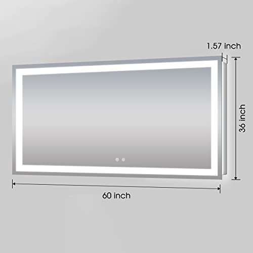 Kingdalai 60 X 36 Led Mirror For Bathroom With Lights (Backlit + Front Lights), Wall Mounted Vanity Mirror, Anti-Fog Dimmable Lights Brightness #TOP7