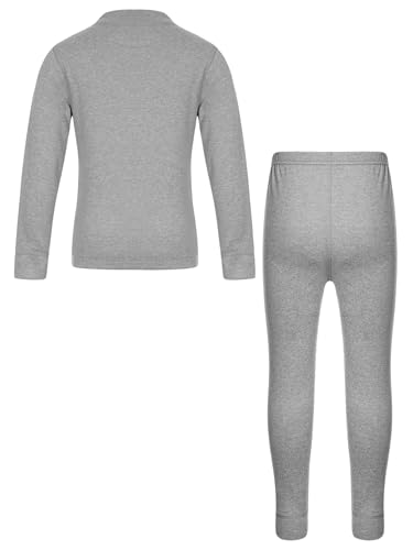 Kids Boys Girls Thermal Underwear Set Winter Warm Long Sleeve Base Layer Tops And Bottoms Sets Gray 3-4 Years2