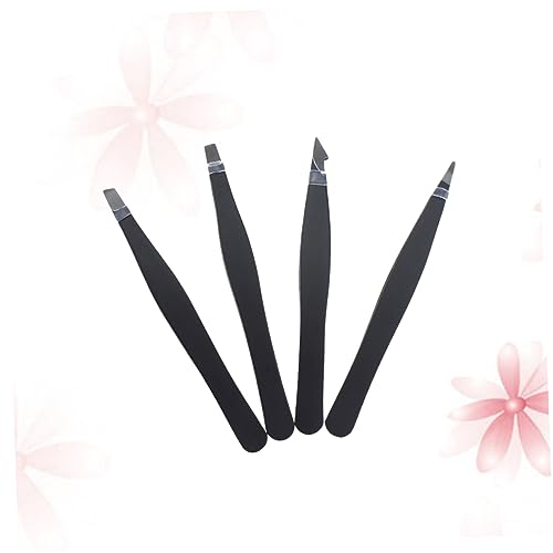 DECOMELODY 4 Piezas pinzas para cejas profesional pinzas de precisión para cejas kit de pinzas para cejas pinzas inclinadas Black