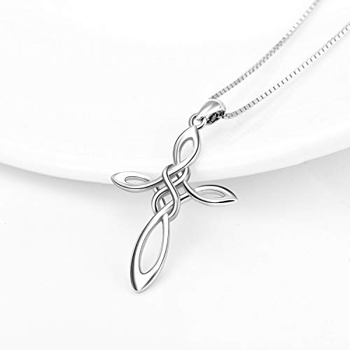 LUHE Celtic Knot Cross Necklace Sterling Silver Birthstone Polished Religious Infinity Celtics Jewelry Gifts for Women4
