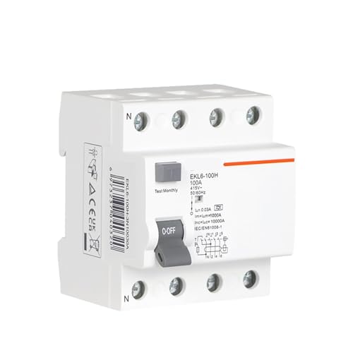 RCD Type A EKL6-100H disjoncteur électrique 4 pôles pour éviter les fuites de courant