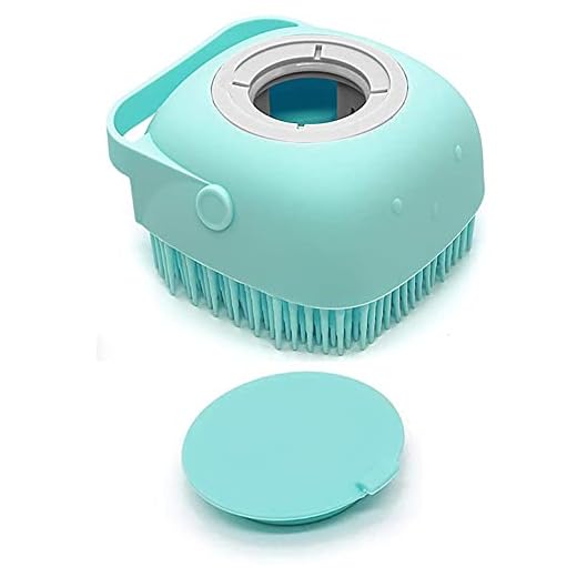Pet Dog Bath Brush Soft Silicone Dog Shampoo Brush, Brush Hair Fur Grooming Cleaning Brush Soft Shampoo Dispenser (Blue)