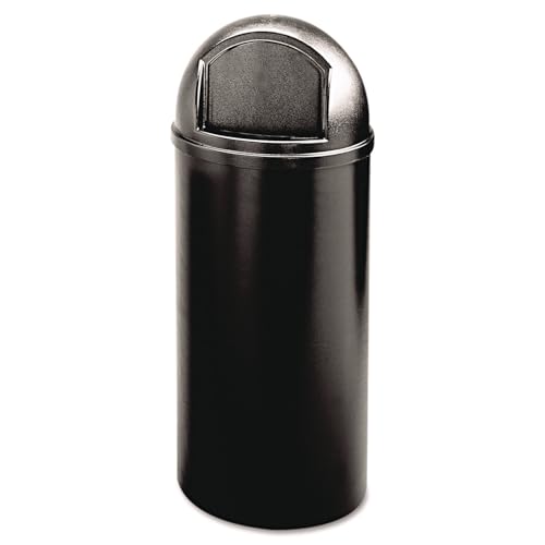 Image of Rubbermaid Commercial Products Marshal Classic Container, Round Trash Can, 15 Gallons, Black, Outdoor for Parks /College Campuses /Outdoor Shopping Malls