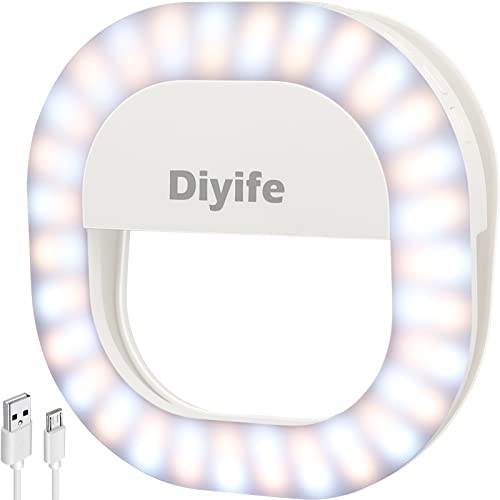 Diyife Selfie Ring Light Ricaricabile 60 LED | 5 Livelli Di Luminosità, Batteria 600mAh, Per TikTok E YouTube