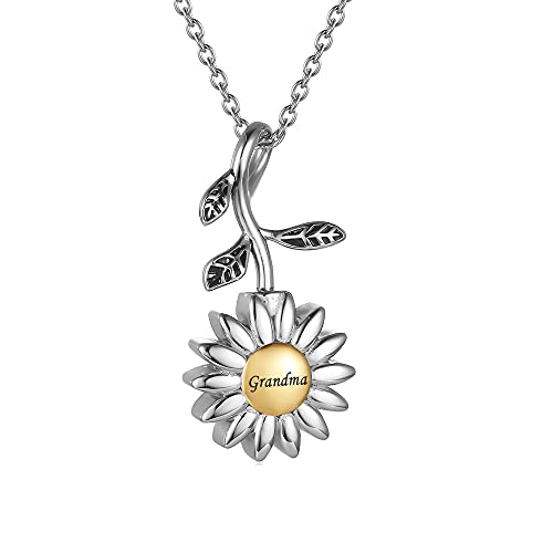 Sunflower Cremation Jewelry for Ashes for women Keepsake Stainless Steel Memorial Pendant Cremation Urn Necklace for Human Ashes