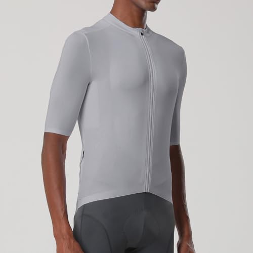 Image of YKYWBIKE Cycling Jersey Men Aero Race Fit, Road Bike Jersey Short Sleeved Moisture Wicking, Breathable,Zip Pocket,UPF50＋
