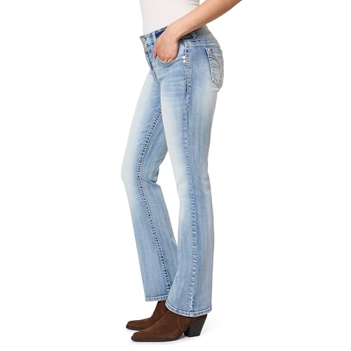 Image of WallFlower Luscious Curvy Bootcut Jeans for Women, Mid-Rise Insta Stretch Denim, Size-Inclusive Juniors Jeans