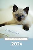 2024 weekly & monthly planner i love kittens: organizer diary with goal setting and gratitude sections, checklists, trackers & more, siamese seal point cat cover