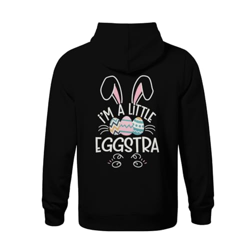 Kids Retro I’m A Little Eggstra Funny Happy Easter Boys Girls Lightweight Kangaroo Pocket Hoodies3