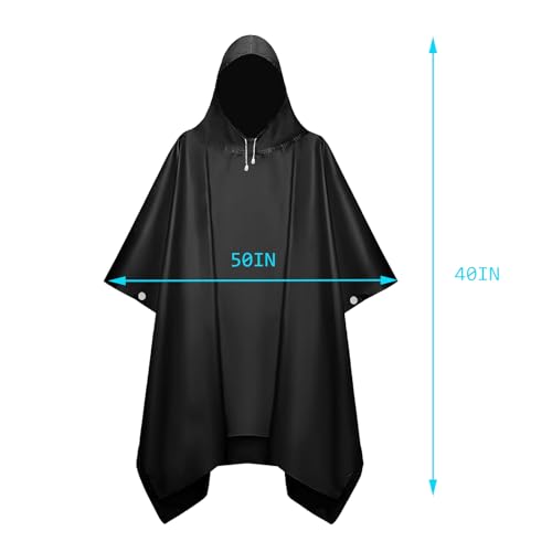 Image of Rain Ponchos for Adults,Raincoat for Women Men,Lightweight Unisex Raincoat for Hiking Camping (3Pack,Black, Gray, Purple)
